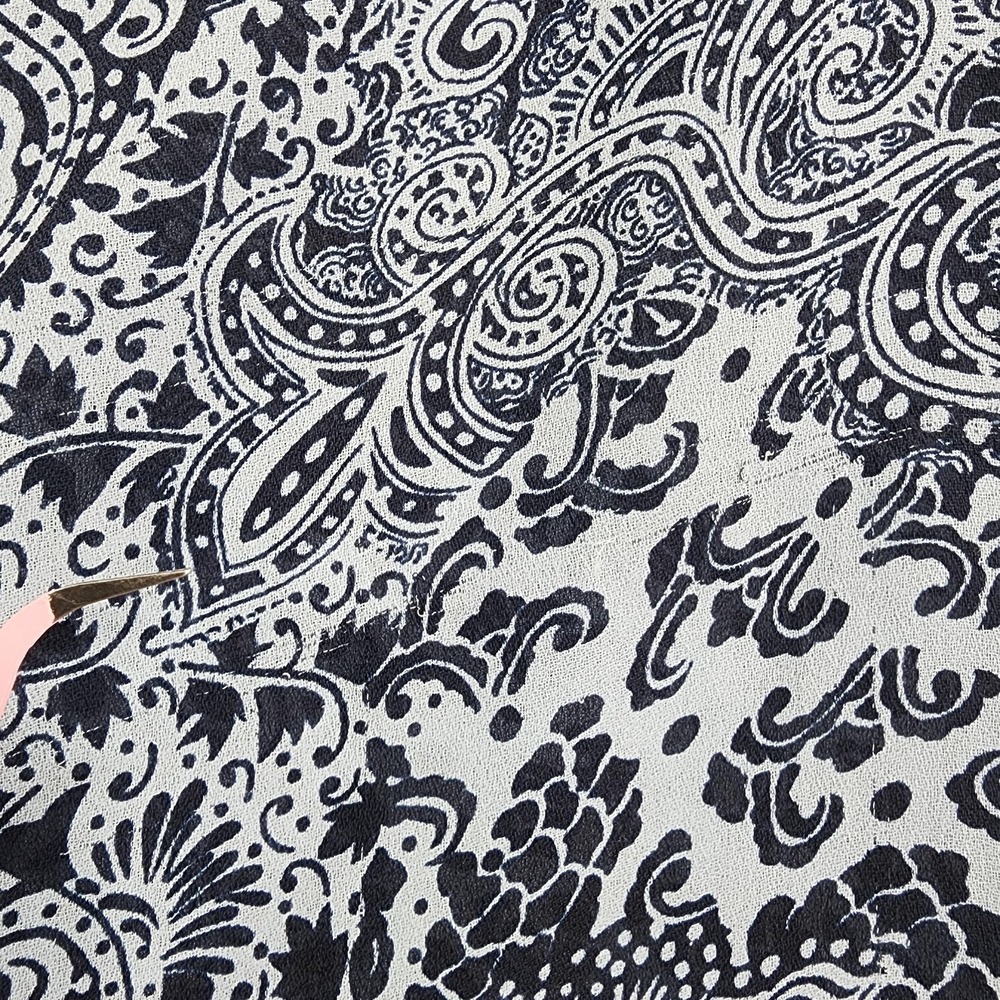 Vintage TanJay Shirt Womens 8 Blue Paisley Tie Neck Bow Long Sleeve Chiffon - Picture 7 of 16